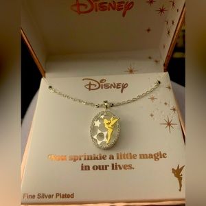 NEW Disney Dancing Tinkerbell Necklace Fine Silver Plated